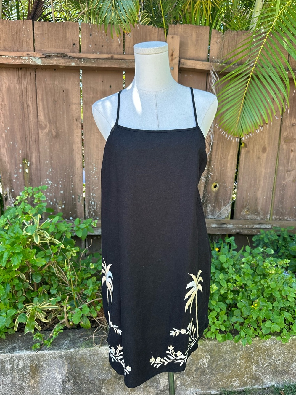 Calypso St. Barth Palm Embroidered Linen Blend Dress Size S